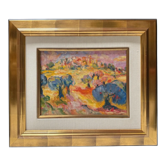 Abstract Impressionist Landscape Oil Painting in Giltwood Frame - 4033052