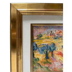 Abstract Impressionist Landscape Oil Painting in Giltwood Frame - 4033053