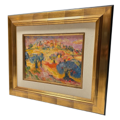 Abstract Impressionist Landscape Oil Painting in Giltwood Frame - 4033054