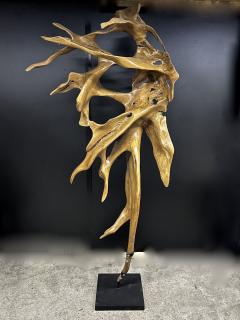 Abstract Mahogany Root Sculpture Laquered on Black Metal Stand 2022 - 3468168