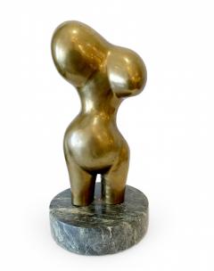 Abstract Modern Bronze Figural Female Nude Sculpture on Marble Base - 4197187