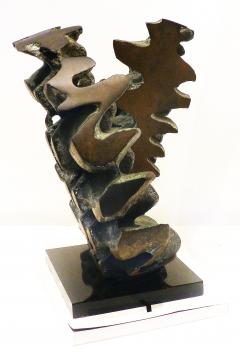 Abstract Modern Brutalist Bronze Sculpture Verdigris Signed - 4375511