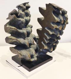 Abstract Modern Brutalist Bronze Sculpture Verdigris Signed - 4375515