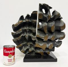 Abstract Modern Brutalist Bronze Sculpture Verdigris Signed - 4375528