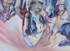 Abstract Oil on Canvas Large Painting Titled Three Cities  - 2873528