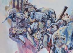 Abstract Oil on Canvas Large Painting Titled Three Cities  - 2873529