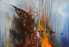 Abstract Painting Sea War Acrylic On Canvas by MS Steel Frame AT 2021 - 4017377