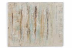 Abstract Painting in Beige Brown and Green on Unframed Stretched Canvas - 4514748