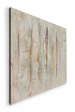 Abstract Painting in Beige Brown and Green on Unframed Stretched Canvas - 4514749