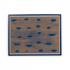 Abstract Print with Grey and Navy Blue Dots on Orange Background - 4653968