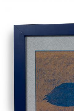 Abstract Print with Grey and Navy Blue Dots on Orange Background - 4653969