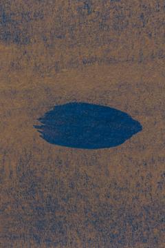 Abstract Print with Grey and Navy Blue Dots on Orange Background - 4653972