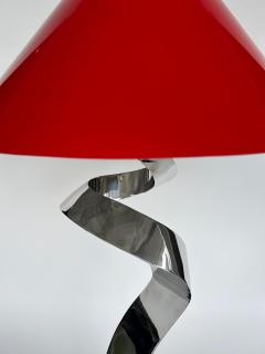 Abstract Sculpted Stainless Steel Table Lamp Metal Shade by Norton - 4529969