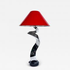 Abstract Sculpted Stainless Steel Table Lamp Metal Shade by Norton - 4532574