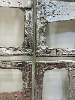 Abstract Vintage Brutalist Cast Metal Wall Sculptures Pair - 4641993