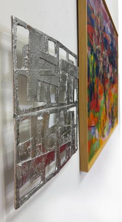 Abstract Vintage Brutalist Cast Metal Wall Sculptures Pair - 4642003