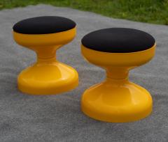 Achille Castiglioni Achille Castiglioni for Kartell Pair of Space Age Yellow Black Plastic Stools - 4302277