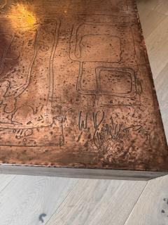 Acid etched copper large coffee table - 4120684