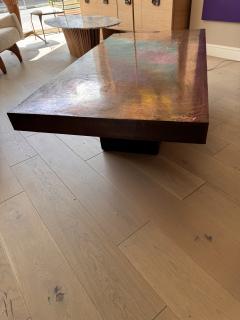 Acid etched copper large coffee table - 4120701