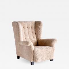 Acton Bj rn Important Acton Bj rn Wingback Chair in Sheepskin A J Iversen Denmark 1937 - 2076200