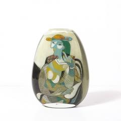 Ada Loumani Modernist Hand Blown Glass Vase W Picasso Motif signed Ada Loumani - 4403366