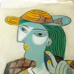 Ada Loumani Modernist Hand Blown Glass Vase W Picasso Motif signed Ada Loumani - 4403367