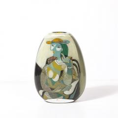 Ada Loumani Modernist Hand Blown Glass Vase W Picasso Motif signed Ada Loumani - 4403369