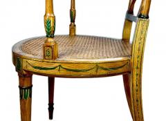 Adam Style English Adam Style Hand painted and Decorated Armchair with Caned Seat - 3907231