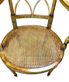 Adam Style English Adam Style Hand painted and Decorated Armchair with Caned Seat - 3907237