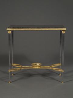 Adam Weisweiler AN EXQUISITE STEEL AND GILT BRONZE CENTER TABLE WITH FOSSIL MARBLE TOP - 3526019