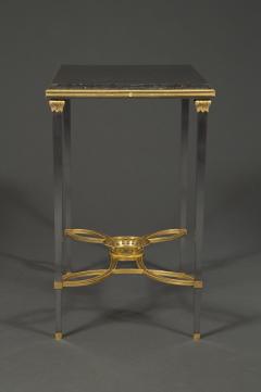 Adam Weisweiler AN EXQUISITE STEEL AND GILT BRONZE CENTER TABLE WITH FOSSIL MARBLE TOP - 3526021