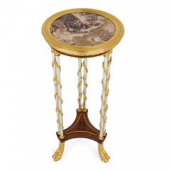 Adam Weisweiler French Ormolu and Steel Gu ridon with Marble Top after Weisweiler - 4787924