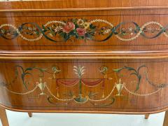 Adams Edwardian Inlaid Carlton House Desk Hand Painted Satinwood A Kaufman - 2850655