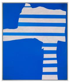 Adja Yunkers Acrylic on Canvas Painting Stripes on Blue  - 1210465