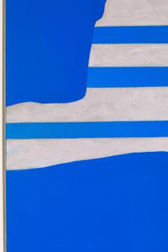 Adja Yunkers Acrylic on Canvas Painting Stripes on Blue  - 1210466