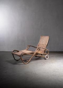 Adjustable Rattan Chaise with Wheels Germany 1920s 1930s - 2392053