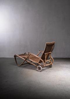 Adjustable Rattan Chaise with Wheels Germany 1920s 1930s - 2392054