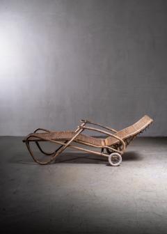 Adjustable Rattan Chaise with Wheels Germany 1920s 1930s - 2392055