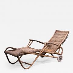 Adjustable Rattan Chaise with Wheels Germany 1920s 1930s - 2394022