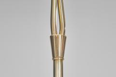 Adjustable Two Armed Wood and Brass Floor Lamp Europe ca 1940s - 4761797