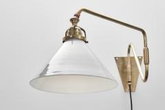 Adjustable Wall Light with Triangle Opal Glass Shade Denmark ca 1950s - 4746893