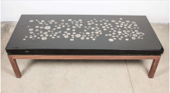 Ado Chale Coffee Table By Ado Chale in black resin inlaid marcasite circa 1970 - 769828