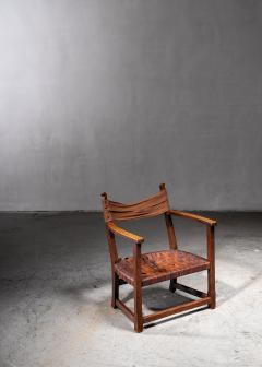 Adolf Loos Adolf Loos and Heinrich Kulka oak and webbed leather armchair - 2263783