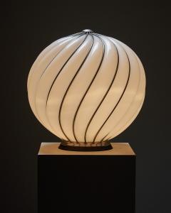 Adolf Loos Adolf Loos for VeArt Opal Glass and Brass Cage Table Lamp 1960s - 4499058