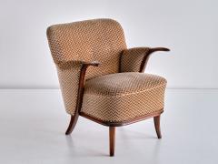 Adolf Wrenger Sculptural Pair of Adolf Wrenger Armchairs in Beech and Velvet Germany 1950s - 2326214