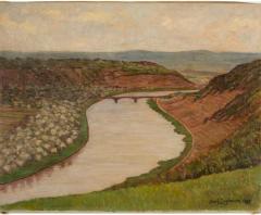 Adolf Zogbaum German 1883 1961 View of Moselle River oil on canvas  - 3413587