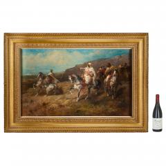 Adolphe Schreyer Large German Orientalist oil painting of horse riders by Schreyer - 4039315