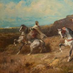 Adolphe Schreyer Large German Orientalist oil painting of horse riders by Schreyer - 4039317