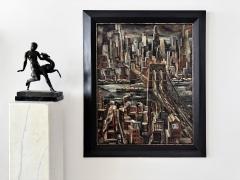 Adriaan Lubbers Brooklyn Bridge from Manhattan Dramatic Light Lower Manhattan Skyline Painting - 4592514