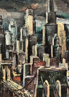 Adriaan Lubbers Brooklyn Bridge from Manhattan Dramatic Light Lower Manhattan Skyline Painting - 4592517